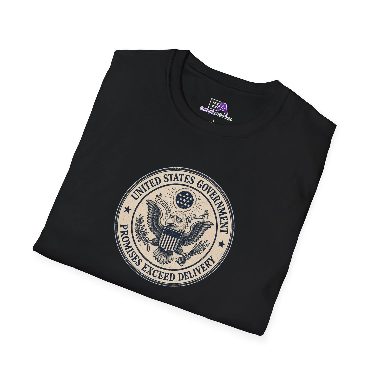 US Government Seal T Shirt Promises Exceed Delivery Funny Unisex Graphic Tee gallery