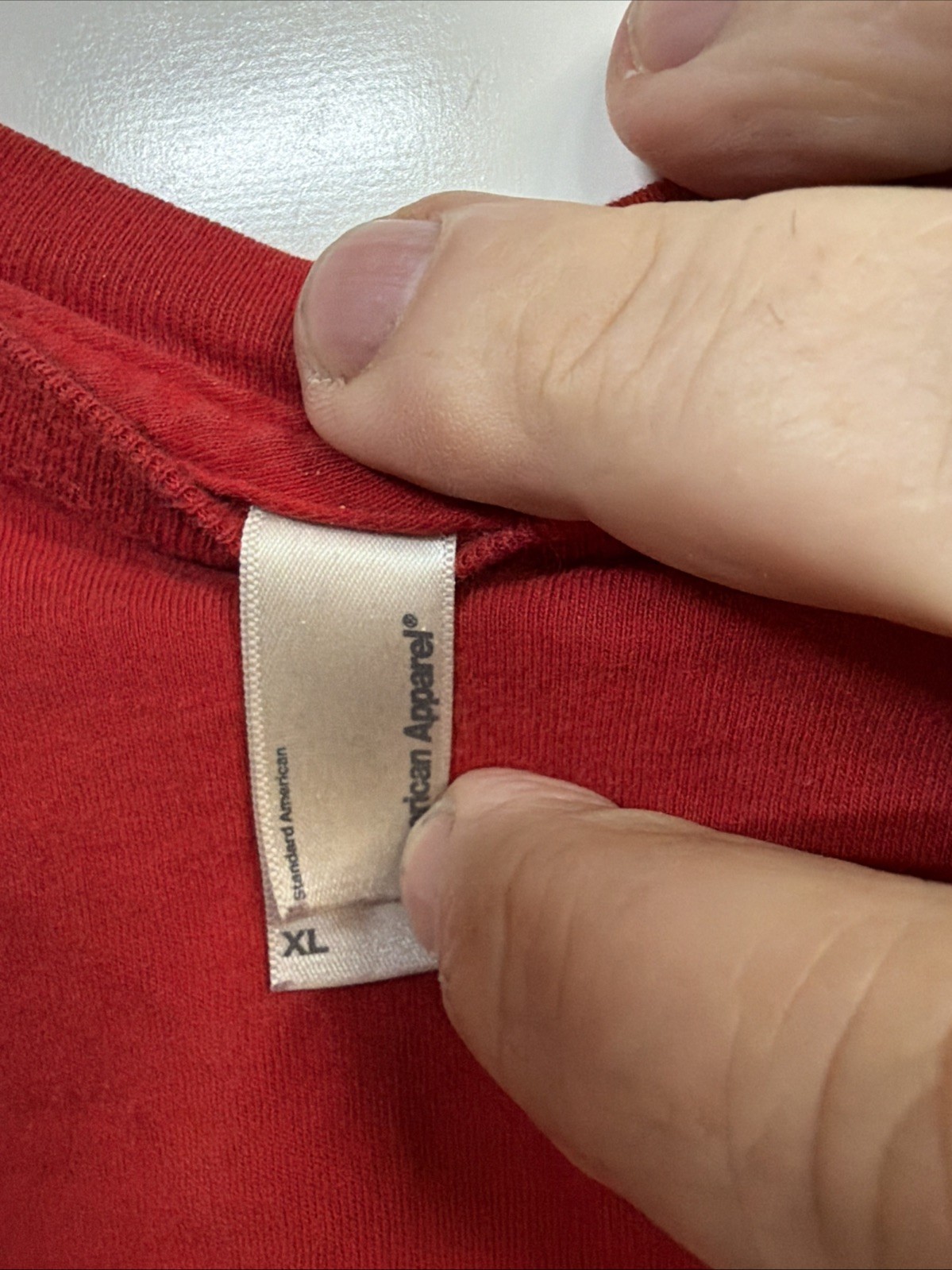 Apple Mens XL Red Apple Logo Crewneck Tee Solid Ask Me Anything gallery