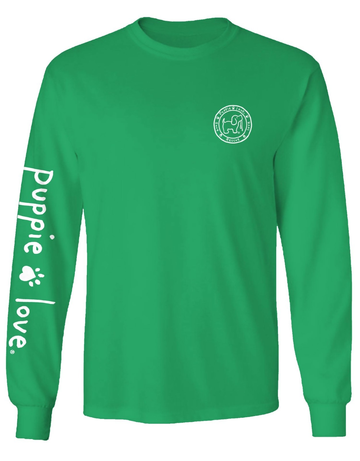 Puppie Love Christmas Long Sleeve T-Shirt, Green Cotton, Santa Mailbox Design gallery