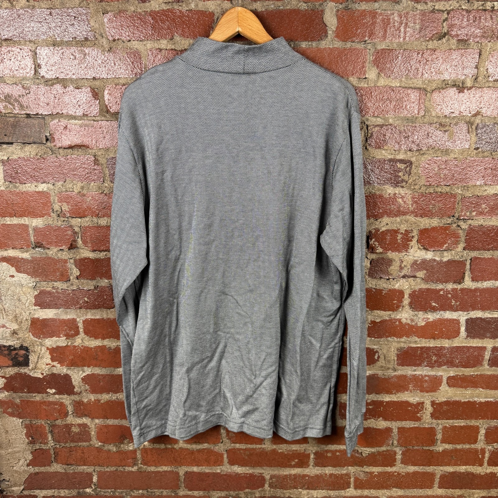 Vintage Lands End Shirt Mens XL Black Herringbone Long Sleeve Cotton USA 90s gallery
