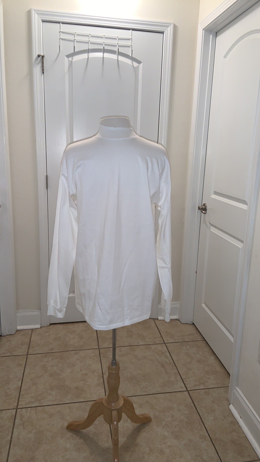 Vintage Cal Cru white blank long sleeve crew neck T-shirt size X-Large NEW