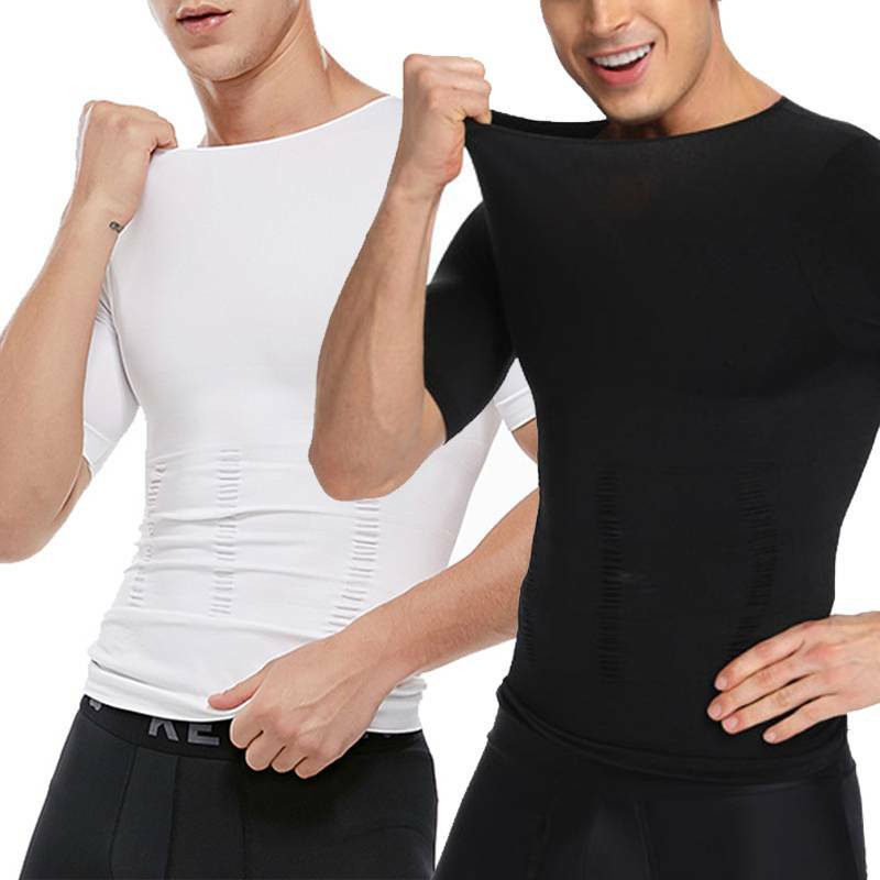 Men T-shirt Male Body Shaper Compression Shapewear Fitness Tummy Control Vest US gallery