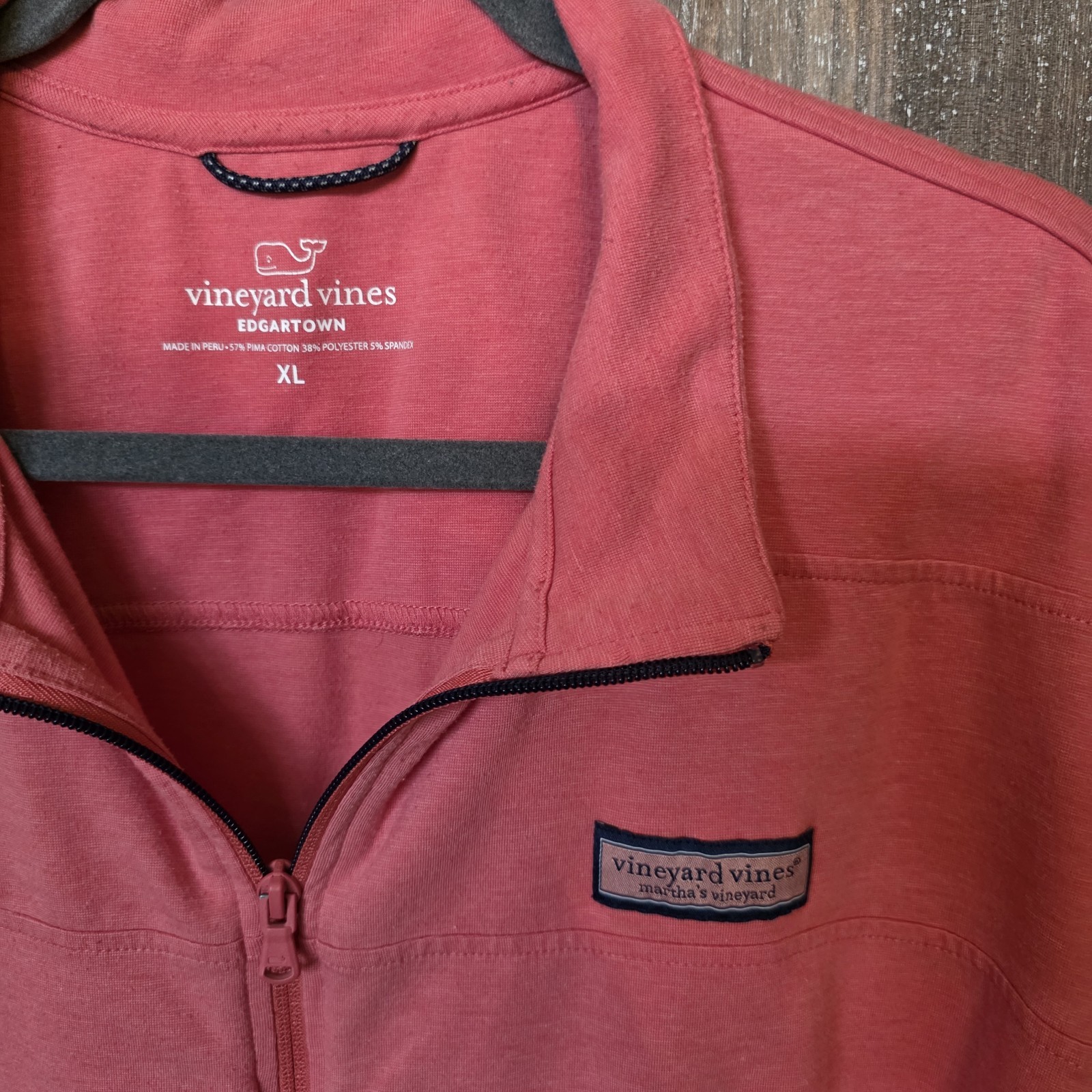 Vineyard Vines Shirt Men's Size XL Pink Long Sleeve 1/4 Zip Collared Edgartown gallery