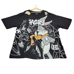 Looney Tunes Bugs Bunny Daffy Duck Rabbit Season T-Shirt Black Mens 4XB Graphic