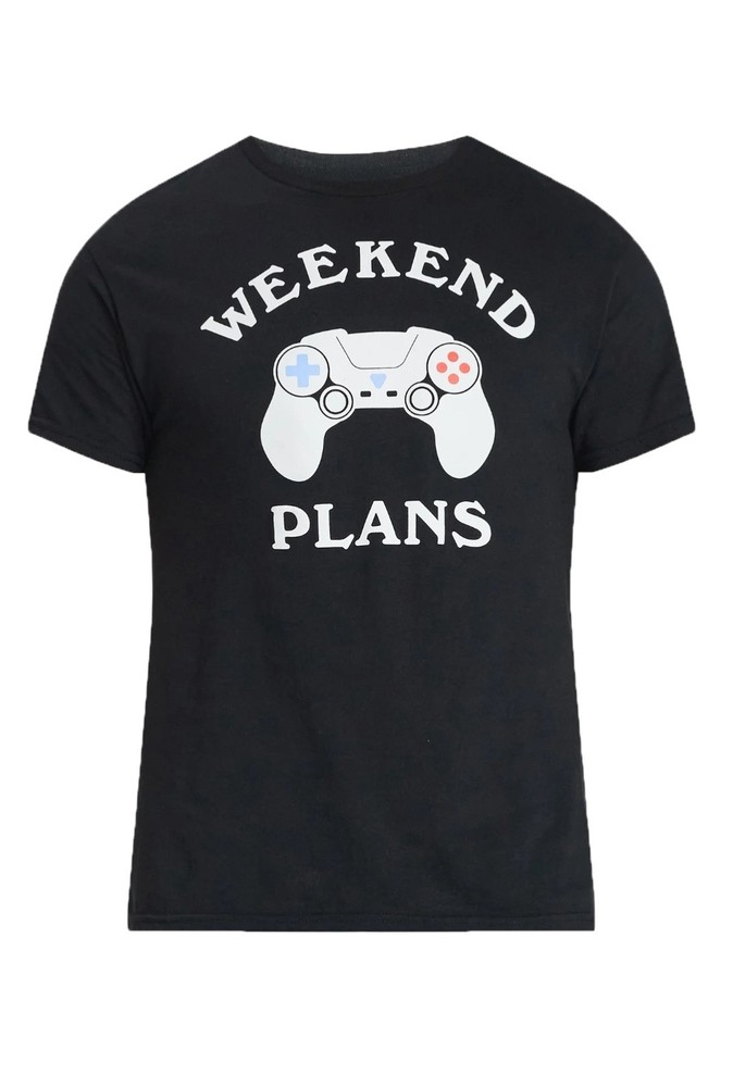 Men’s Weekend Plans Game Controller Black Graphic T-Shirt