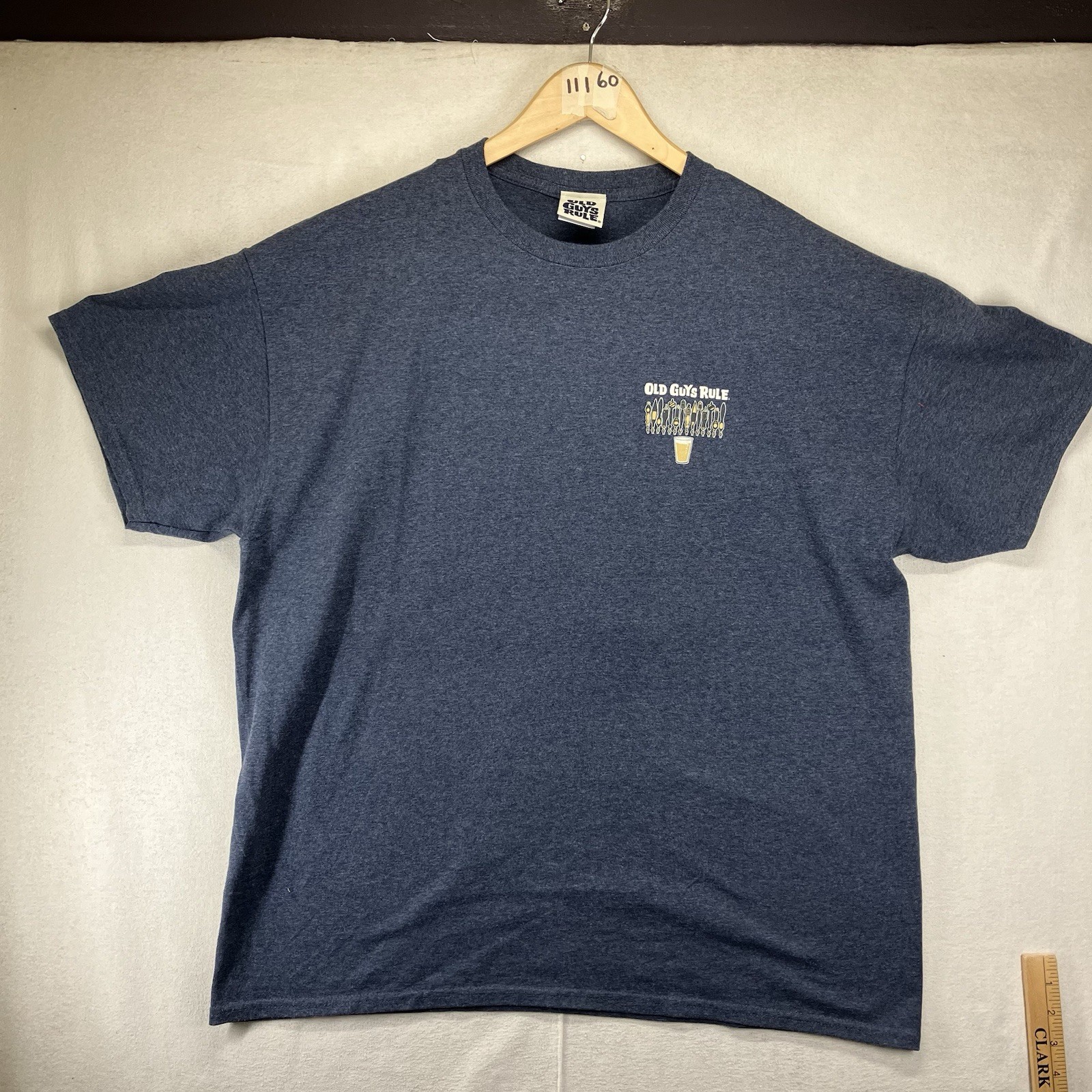 Vintage Old Guys Rule T Shirt Mens XL Heather Blue Beer Tap Bar Graphic EUC gallery