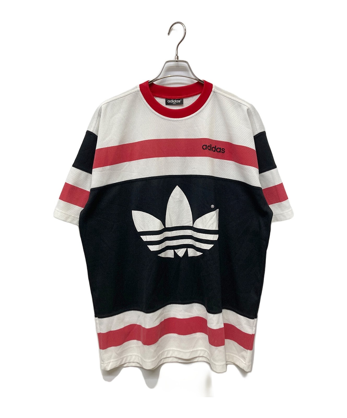 Authentic Adidas Short-sleeved Cut And Sew XXL Black/White/Red Men T1012 #2944