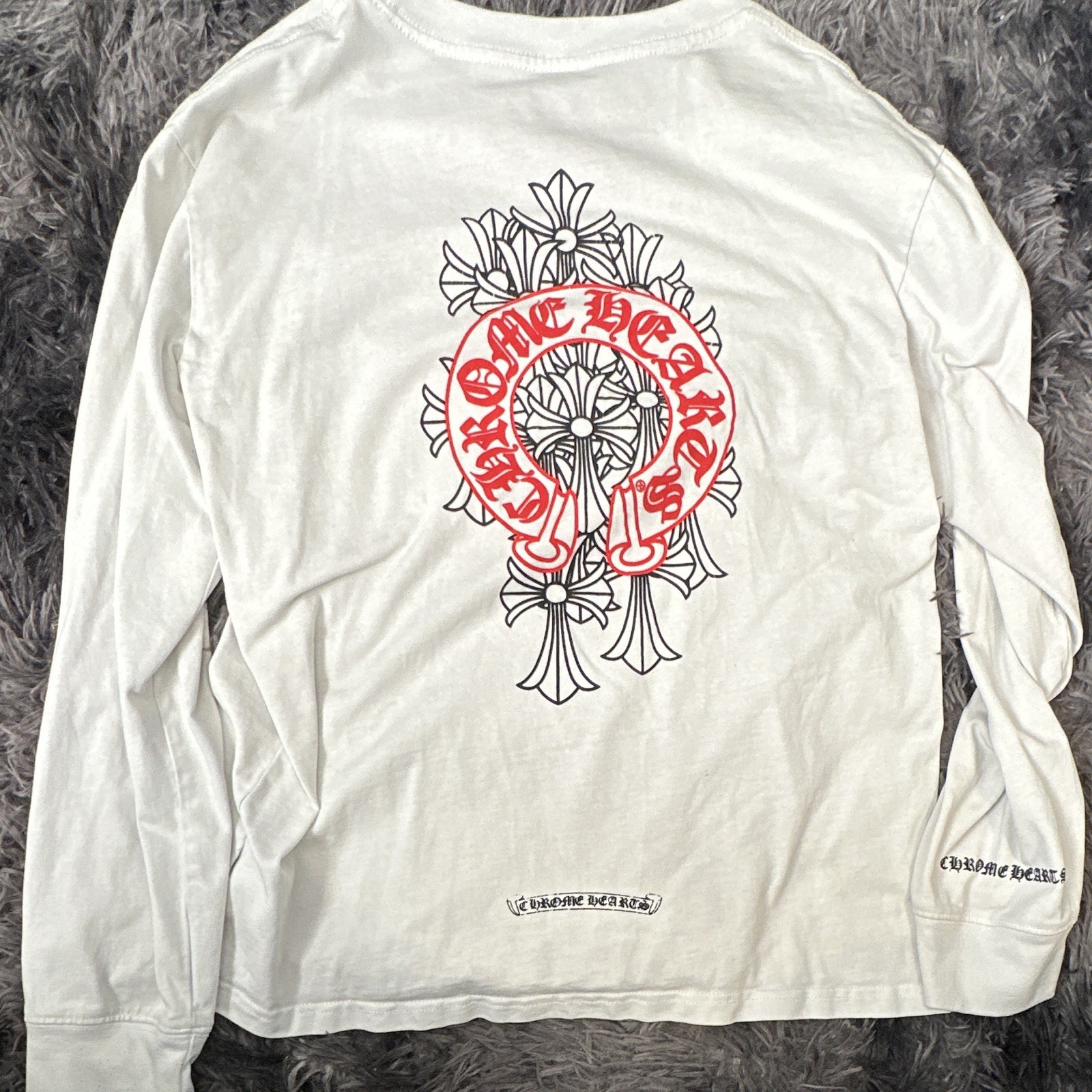 Chrome Hearts Horseshoe Graphic Long Sleeve Crew Neck T-Shirt White Men's L gallery