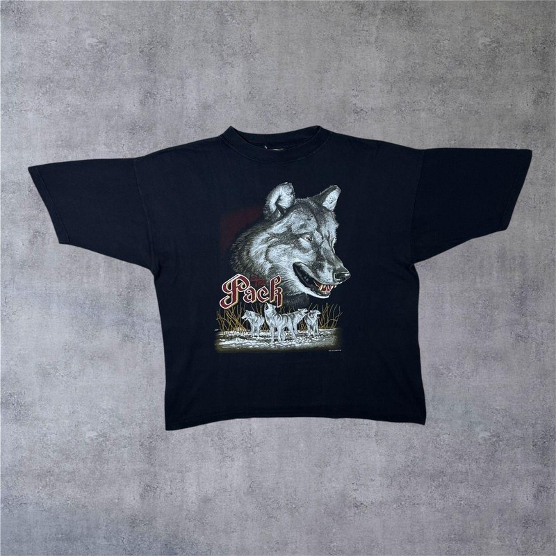 Vintage Zip It London “The Pack” Wolf Animal Nature Wildlife T-Shirt Large XL