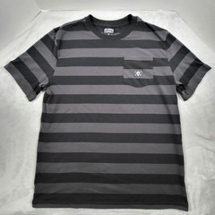 Fasthouse Rufus Stripe Pocket T-Shirt Mens XL Gray Black Yarn Dye Skull Moto