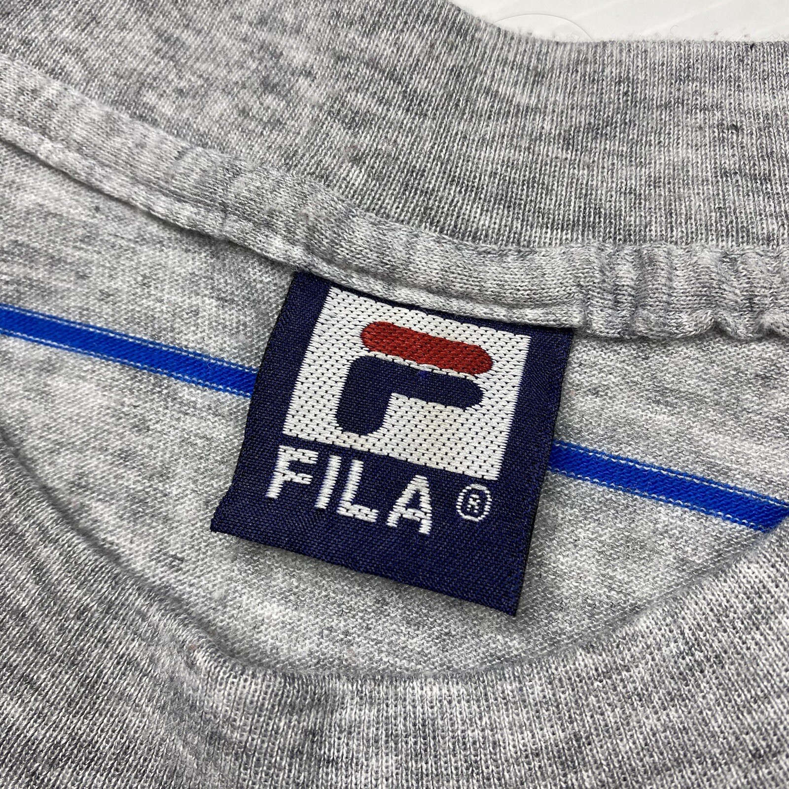 Vtg FILA Dominican Republic Beach Exploration Team Mens T-Shirt L Gray Striped gallery