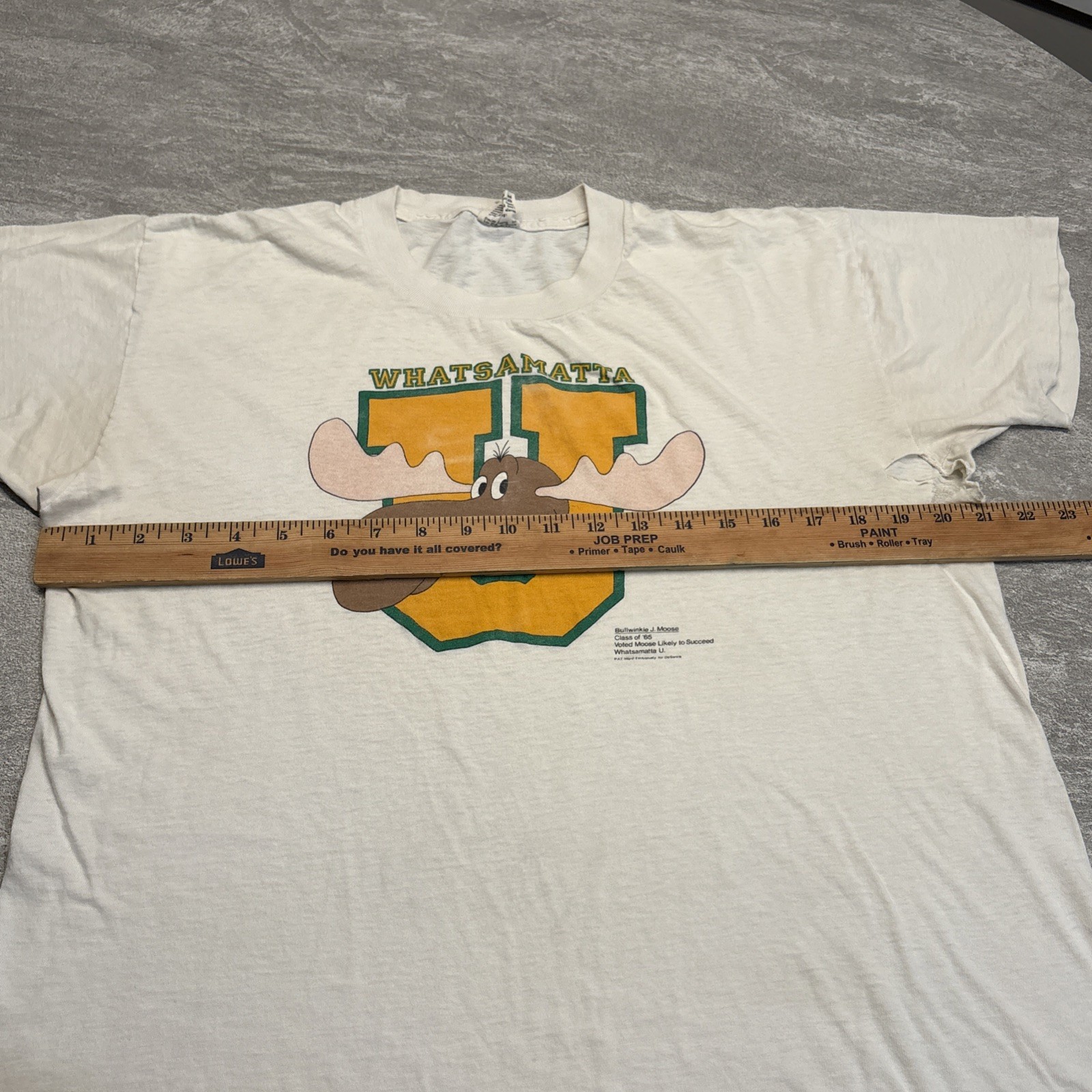Vintage Bullwinkle Shirt Mens Large White Whatsamatta U Cartoon DeSantis 80s XL gallery