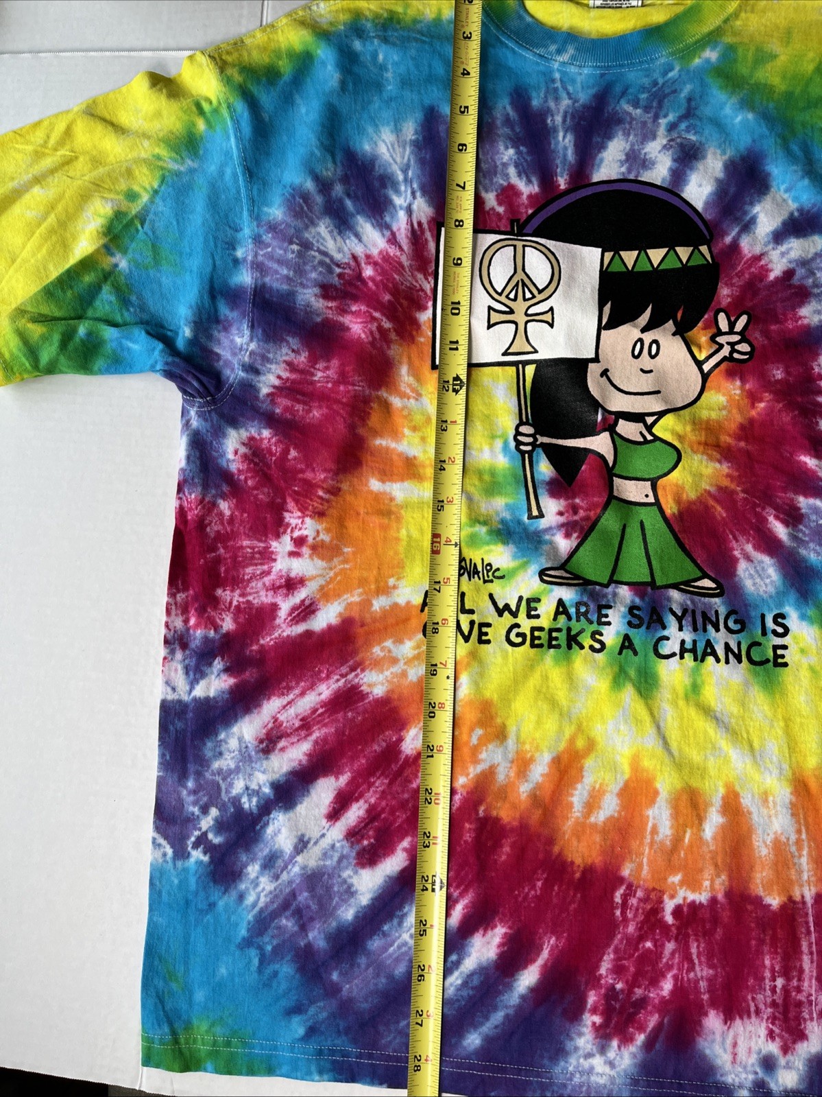 KOVALIC Tie Dye T-Shirt XL GIVE GEEKS A CHANCE Hippie Geek Humor Tee Peace gallery