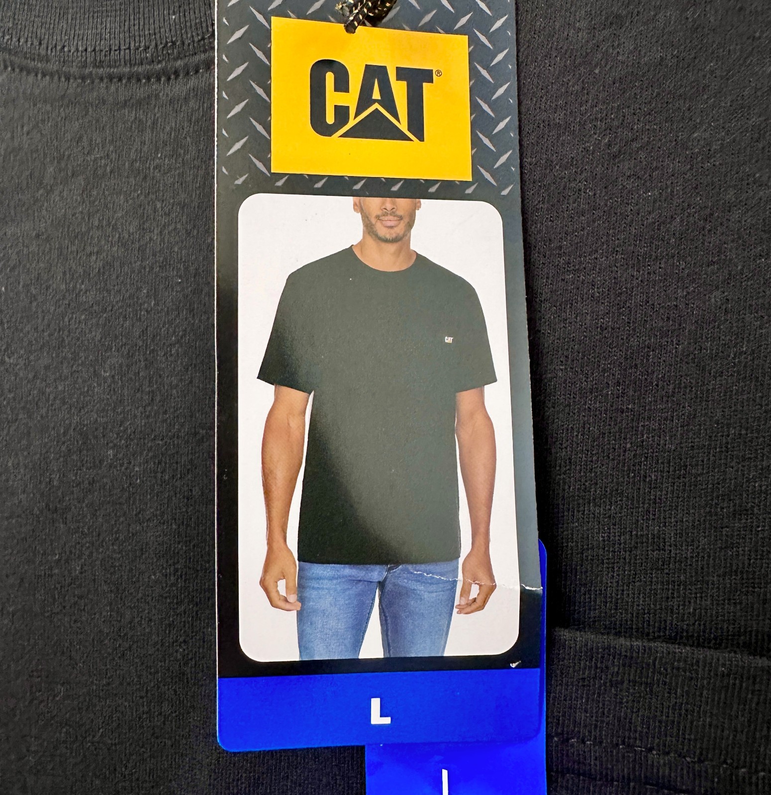 Cat Men's Short Sleeve Crew Neck Logo Tee, Black gallery