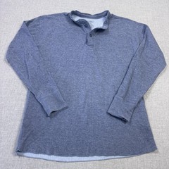 L.L. Bean Two-Layer River Driver Henley Wool Blend Shirt Mens L Blue Long Sleeve