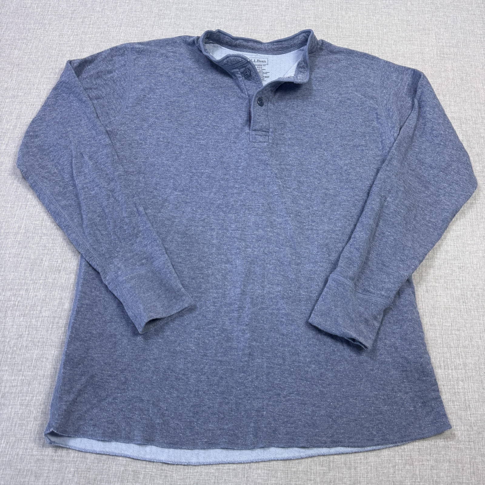 L.L. Bean Two-Layer River Driver Henley Wool Blend Shirt Mens L Blue Long Sleeve gallery