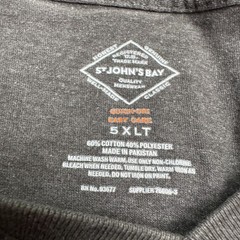 St. John’s Bay Quick-Dri Easy Care Basic T-Shirt Mens 5XL Tall Gray V-Neck Tee