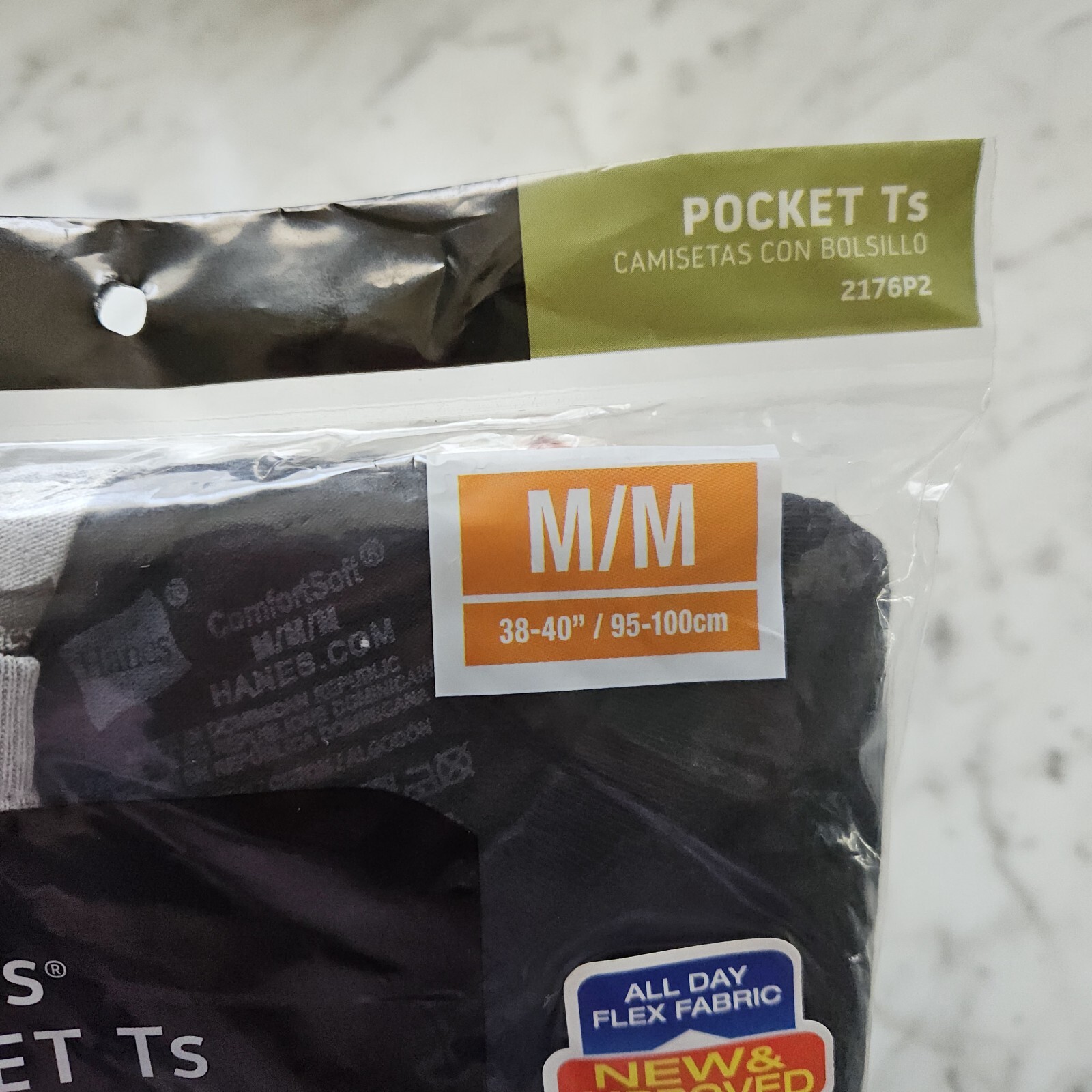 Hanes 2 Pack MEDIUM 38-40" Pocket Tshirts Soft Breathable Cool Wicking Fabric gallery