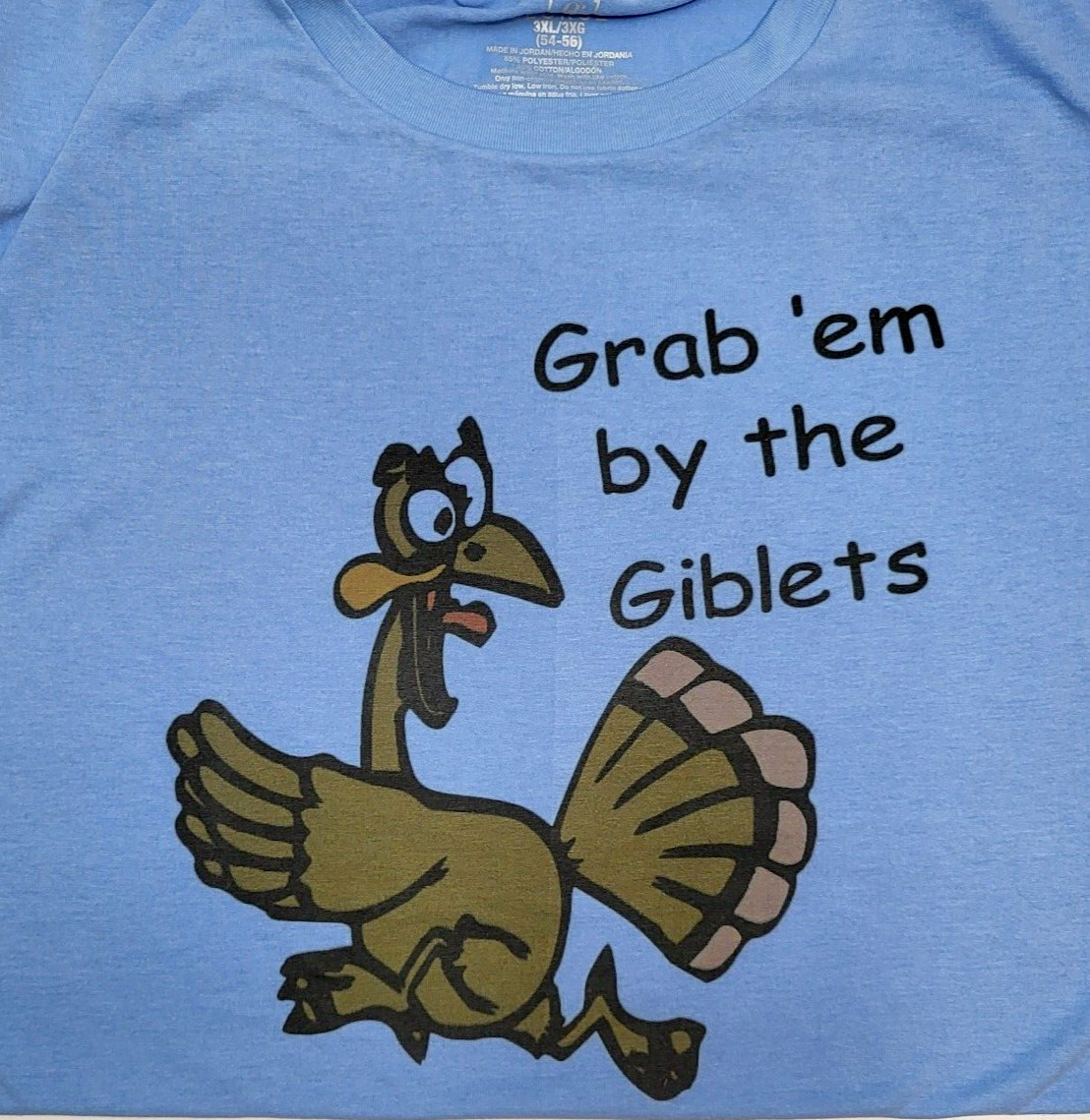 Turkey Grab'em By The Giblets Shirt Thanksgiving 3XL Funny Saying Blue Mens gallery