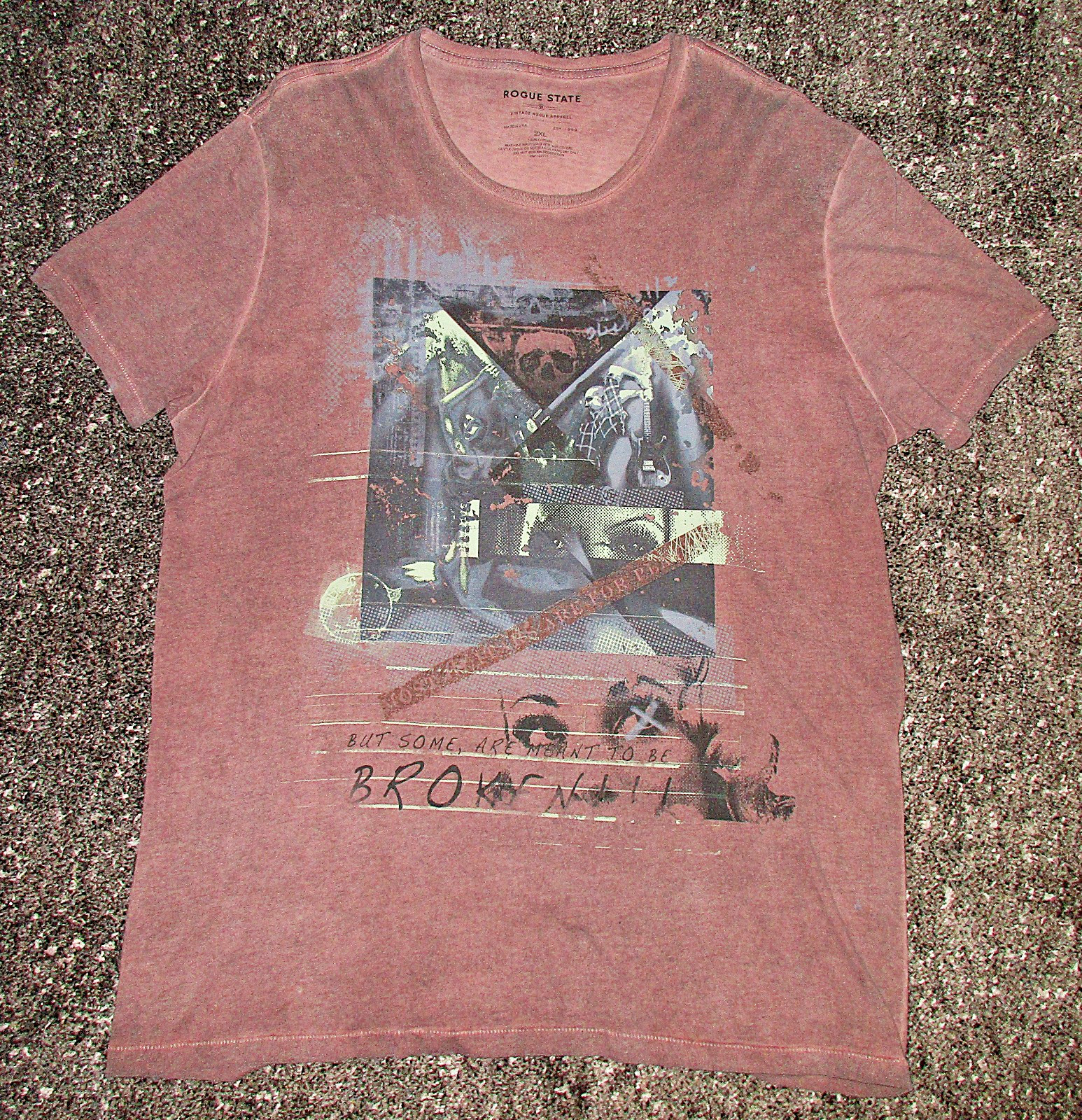 Gently Worn Men's ROGUE STATE Brown Rock Style T-Shirt! Size XXL gallery