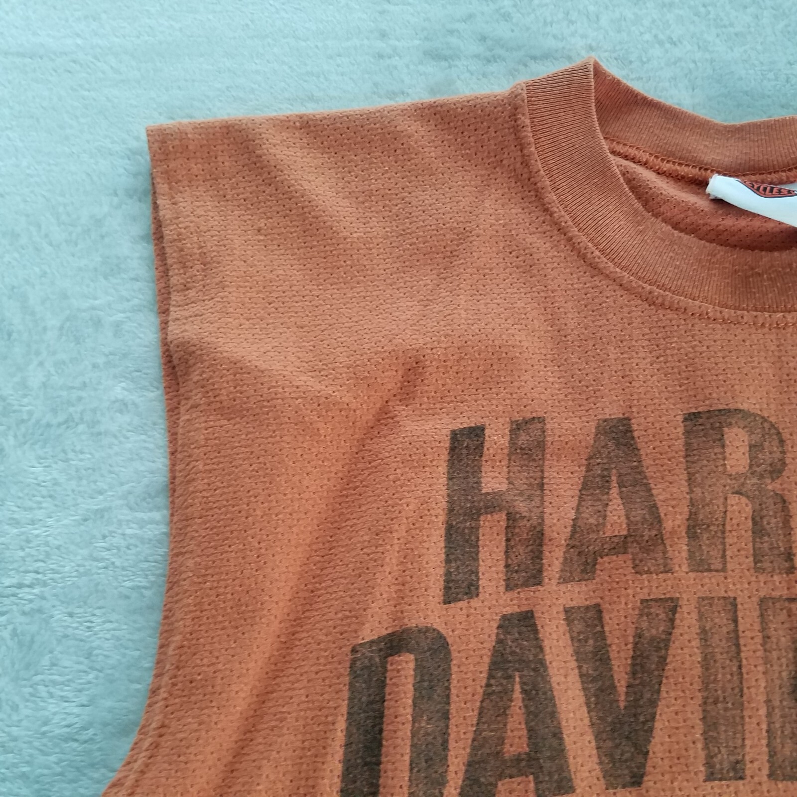 Mens Harley Sleeveless Graphic T Shirt Orange Stone Mountain - See Measurements gallery