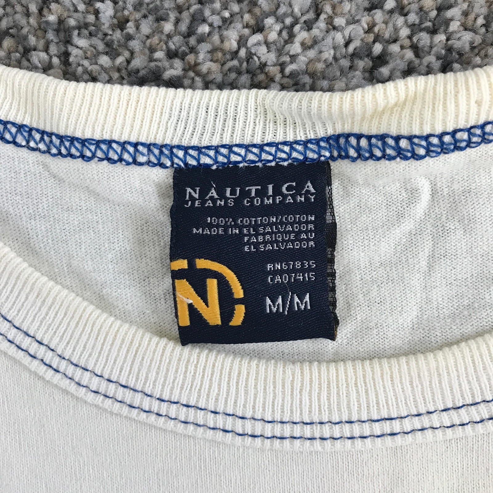 Vintage Nautica Shirt Mens Medium White Circle N Large Logo Cotton Crew Neck gallery