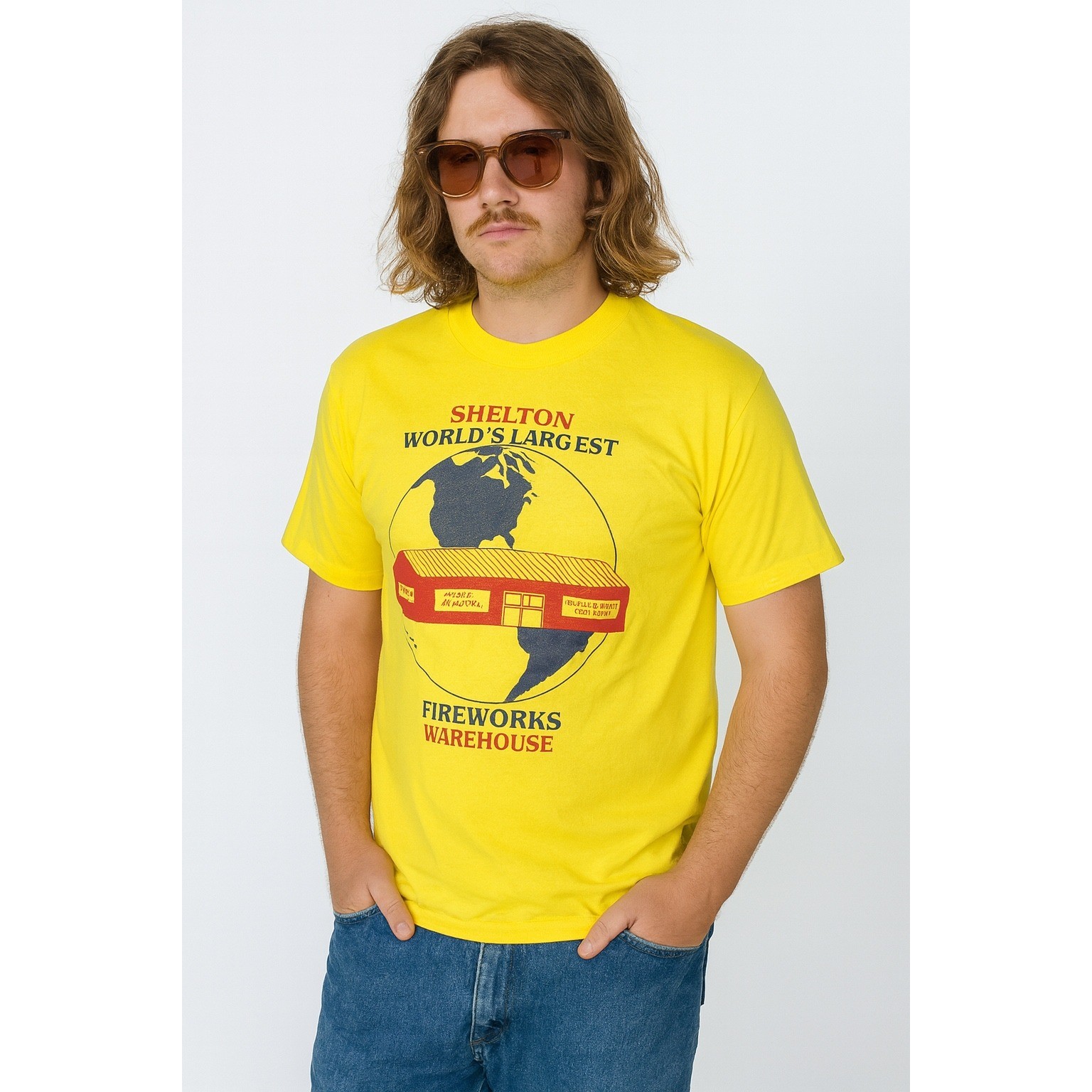 Screen Stars Single Stitch Graphic Shelton Fireworks T-shirt Size L Vintage gallery
