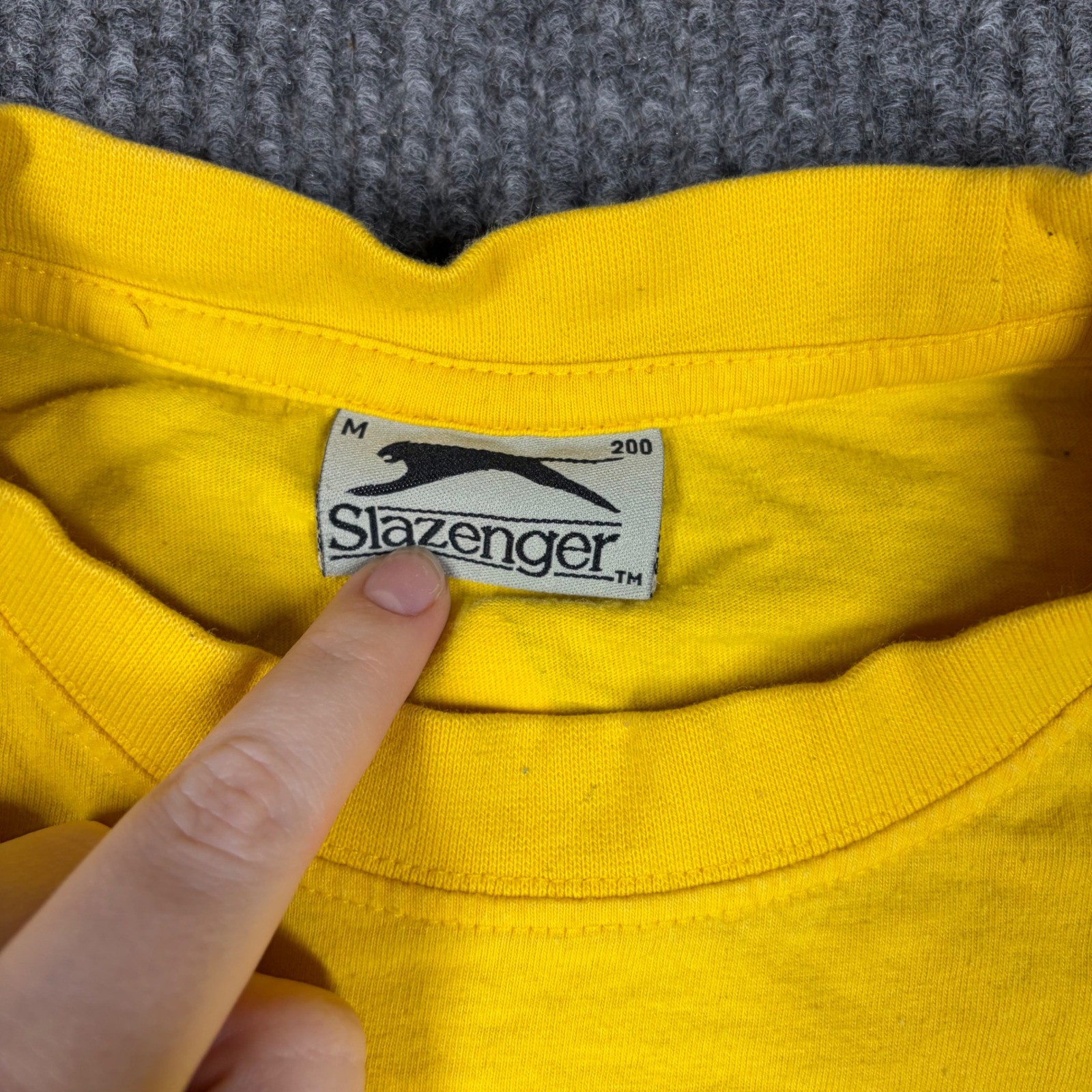 Vintage Slazenger Shirt Men's M Yellow Graphic Print Short Sleeve Cotton gallery