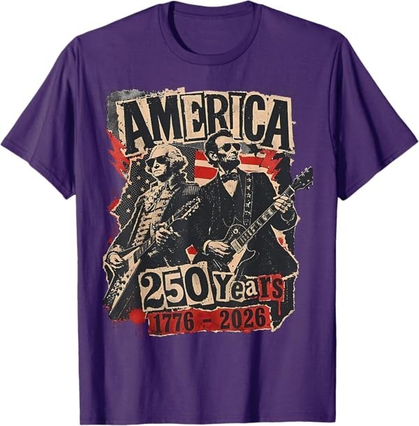 George Washington Lincoln Playing Guitar Abe Lincoln 250th T-Shirt gallery