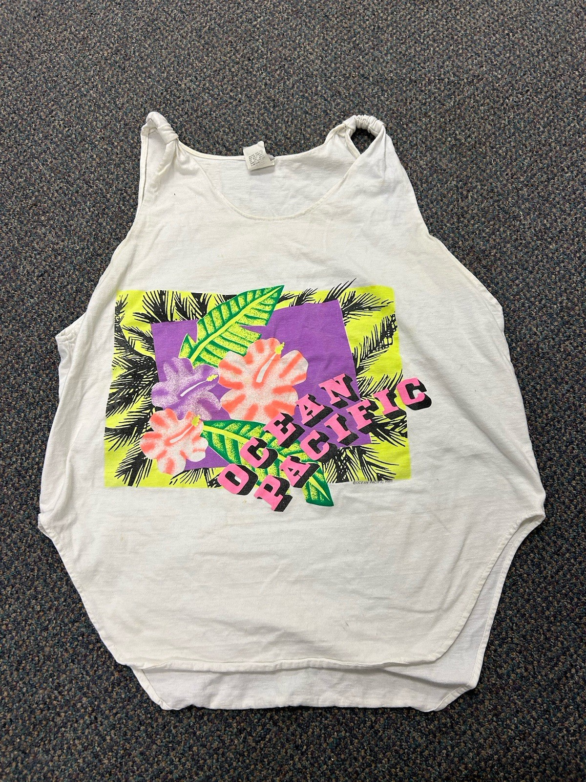 Vintage 90s Ocean Pacific Tank Top OP Surf Shark Beach One Size Fits All gallery