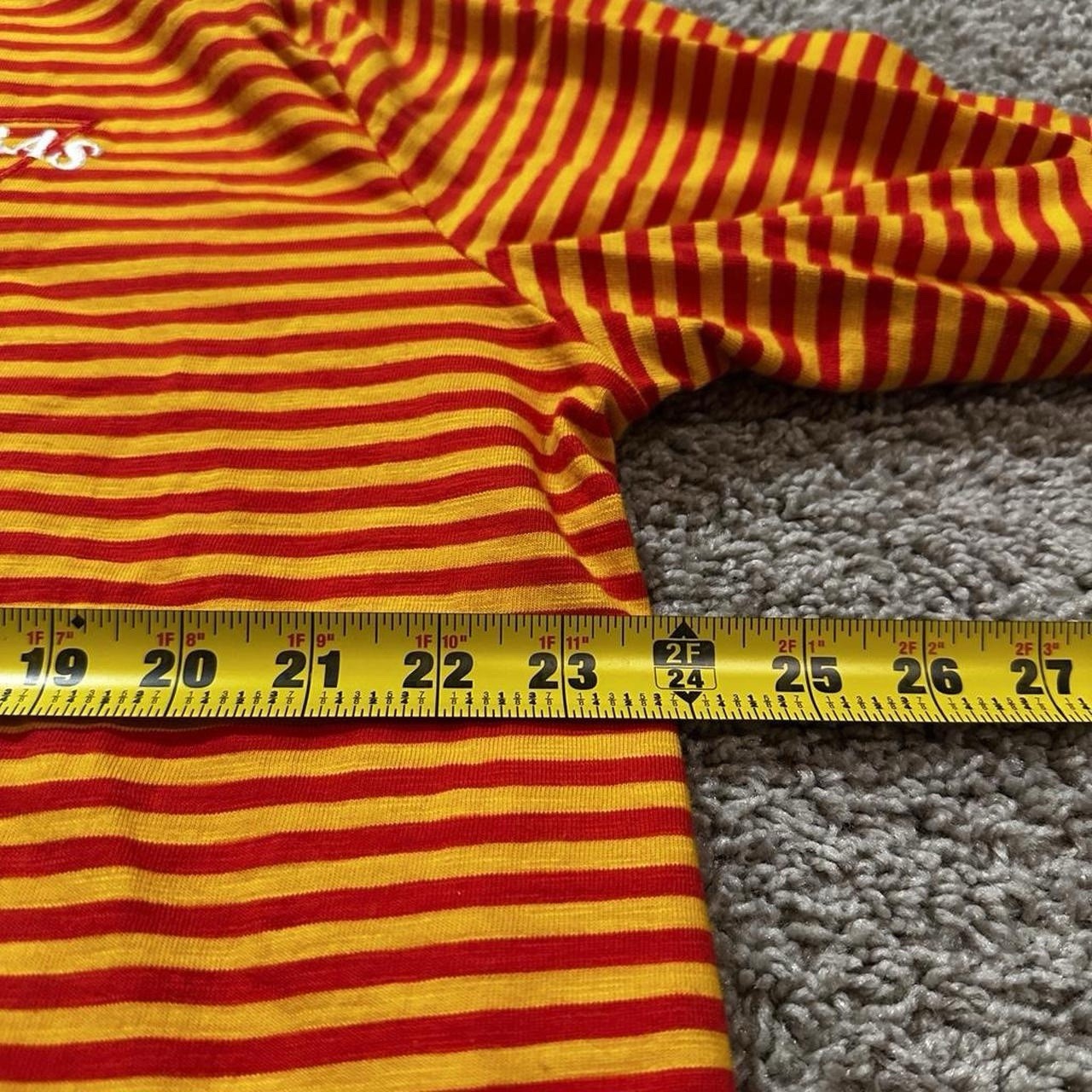 GUESS x J Balvin Vibras Tour Collab Striped Long Sleeve Shirt Orange Mens XL gallery