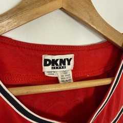 Vintage 90s DKNY Patchwork Baseball Jersey Button Up Shirt Streetwear Sportswear