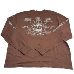 CHNGE Men’s Support Earth Casual Crew Neck Cuff Long Sleeve T-Shirt, Brown, 3XL