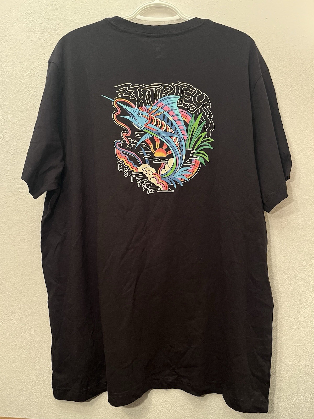 Hurley NWT Black Everyday Washed Trippy Marlin Fish Graphic T-Shirt Size XXL gallery