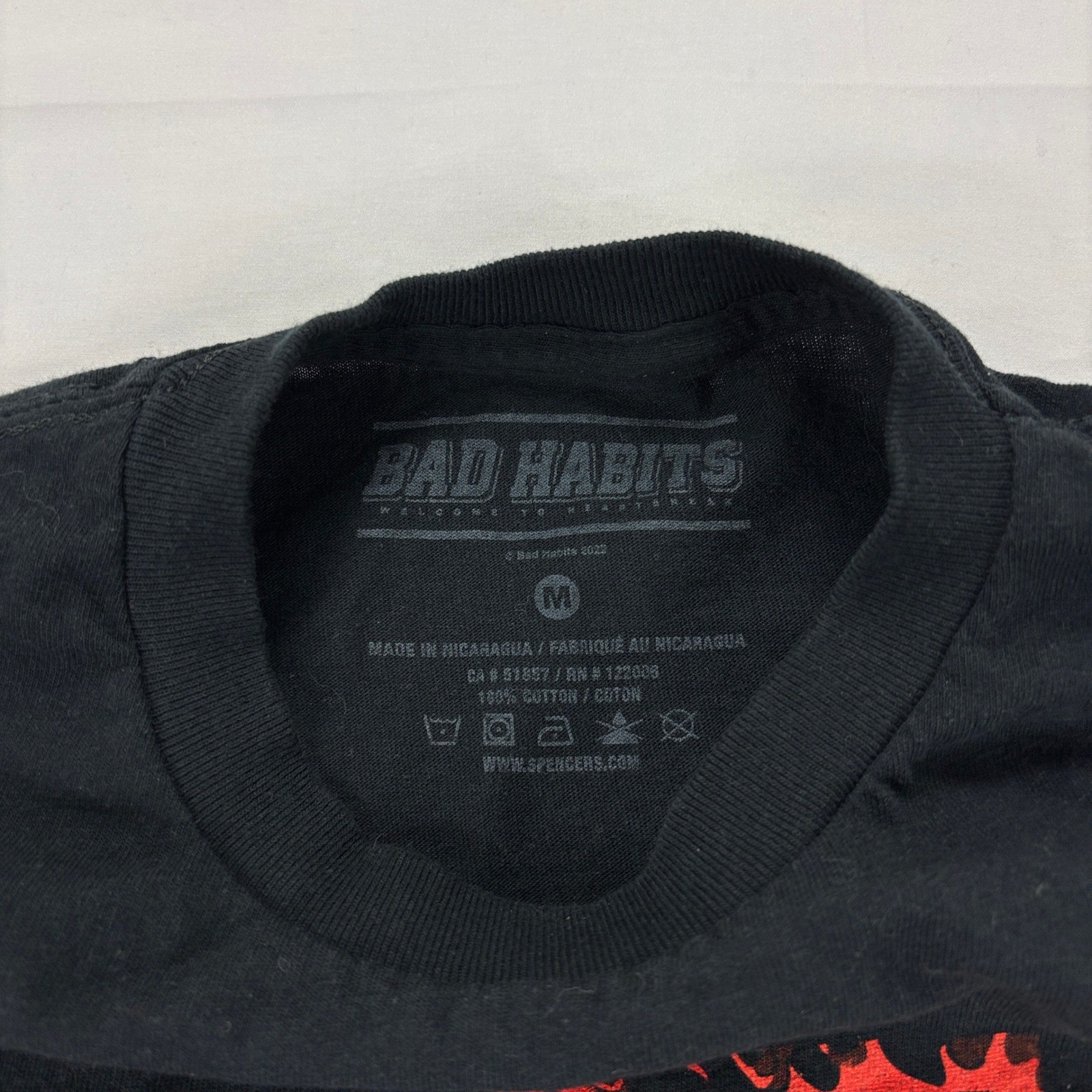 Bad Habits Anime Oni Samurai Graphic T Shirt Black Red Streetwear Size M gallery