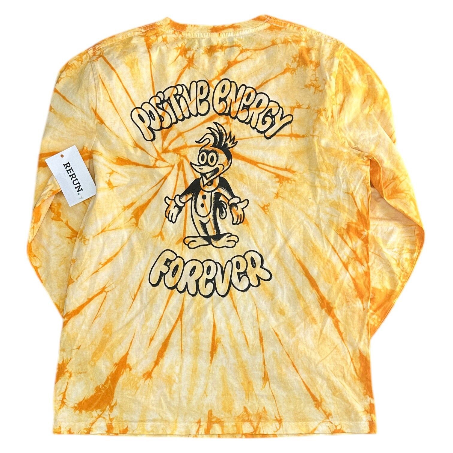 Pef Yellow Tie Dye T-Shirt Positive Energy Forever Graphic Y2K Retro Mens Medium gallery