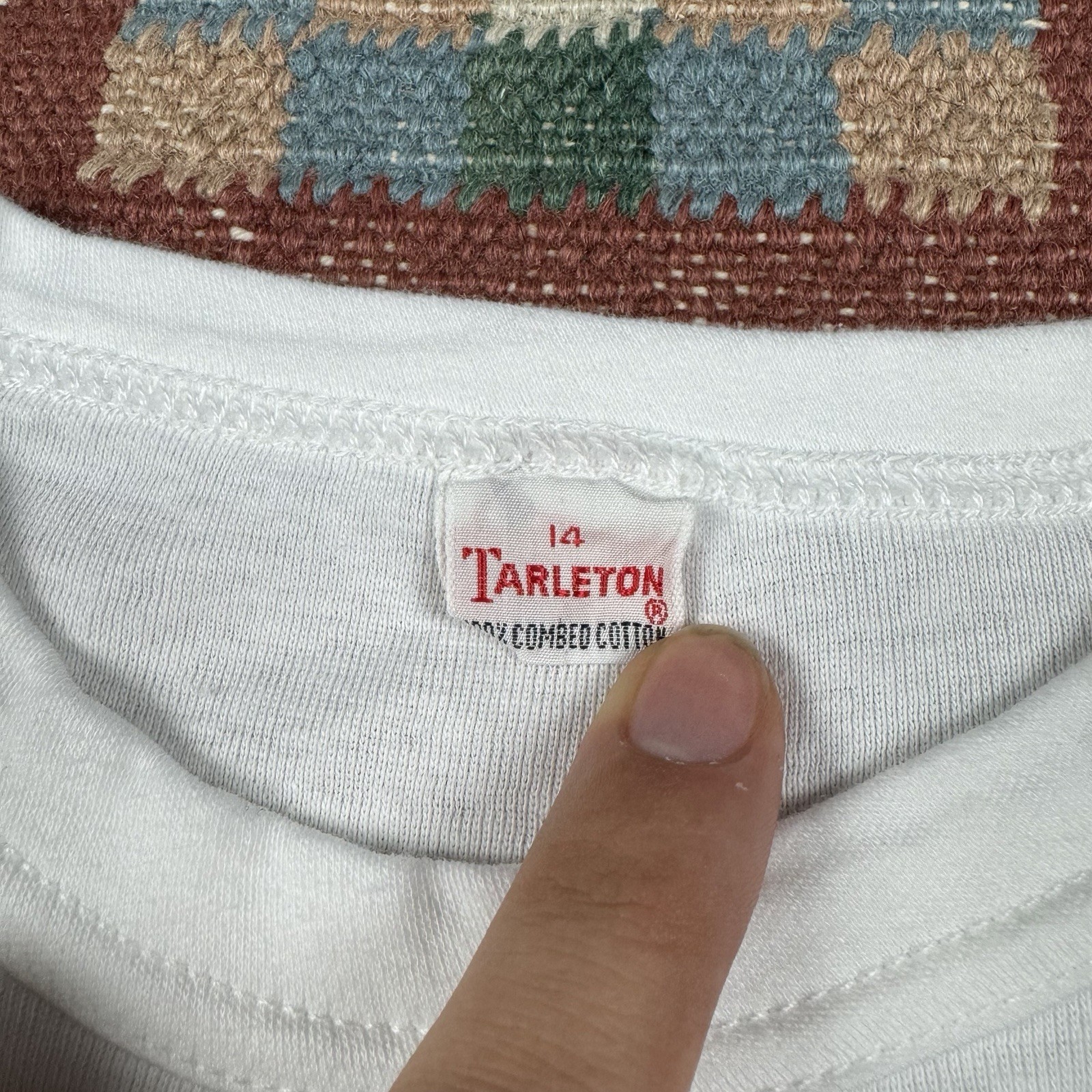 NEW Vintage 50s Tarleton Combed Cotton Workwear Blank White T-Shirt Size 14 gallery