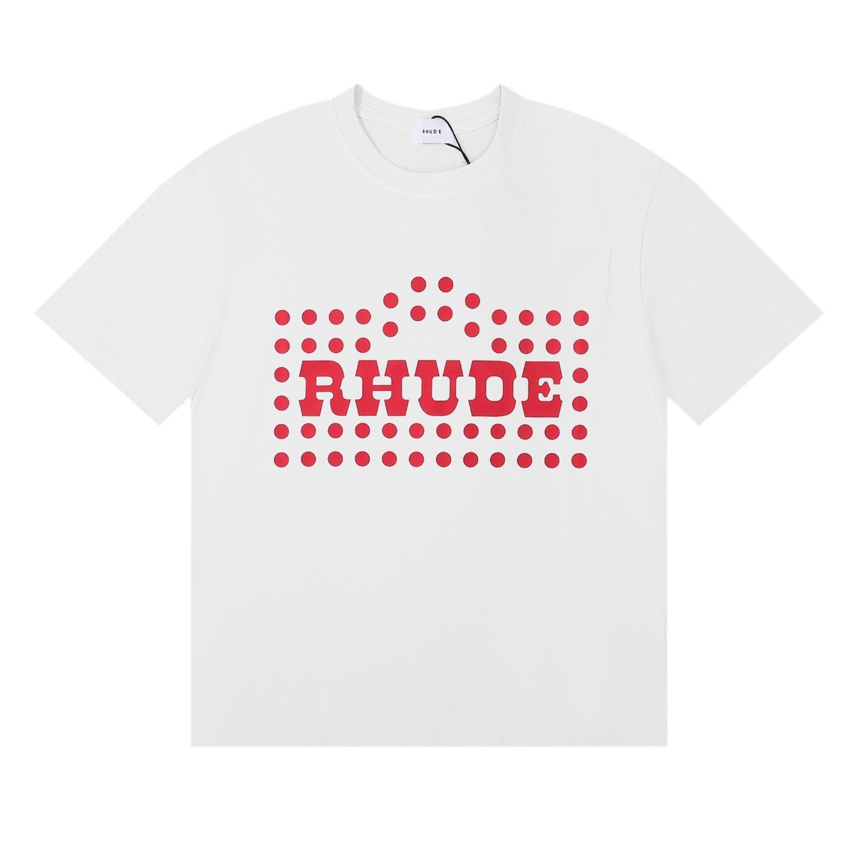 NEW RHUDE Men Women Printing Red Dots Cotton Short Sleeve POLO T-Shirt SZ:S-XL gallery