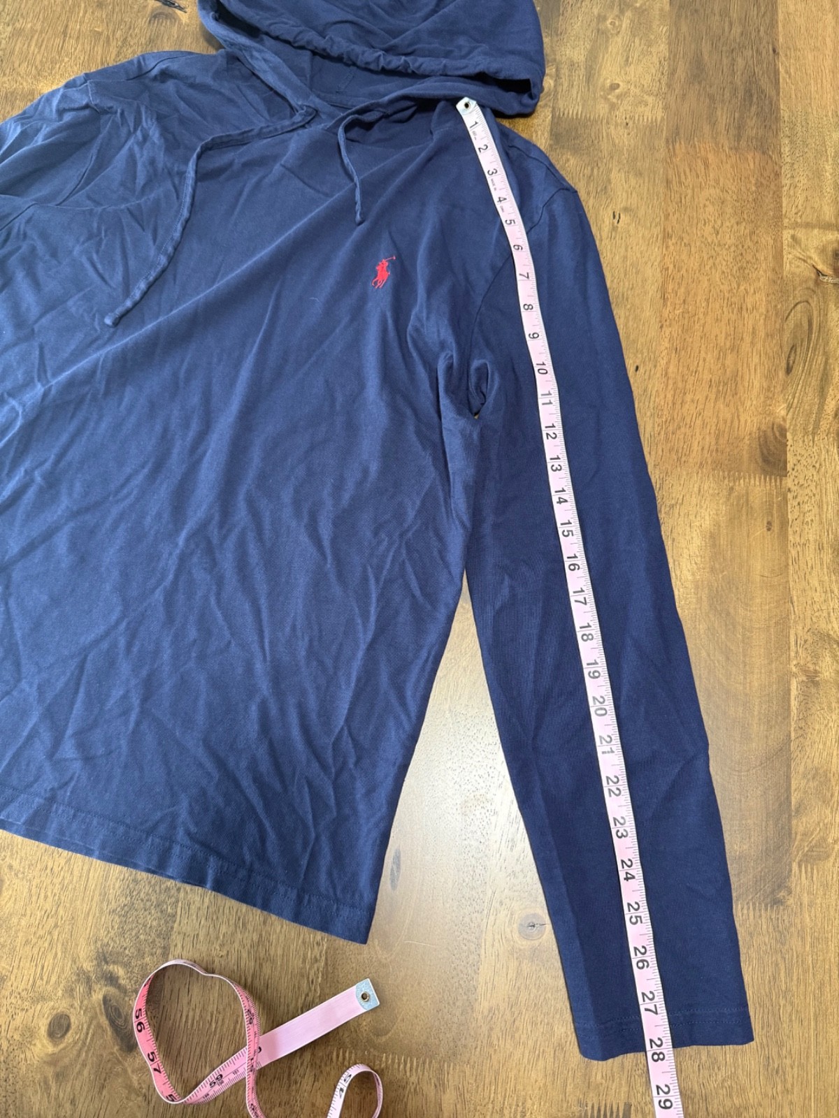 EUC Polo ralph lauren long sleeve hooded tshirt blue cotton size S gallery