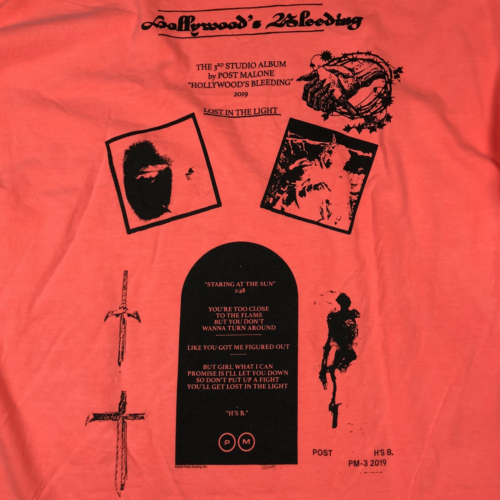 Post Malone Concert Shirt Mens LARGE LS Hollywoods Bleeding Tour Neon DEADSTOCK gallery