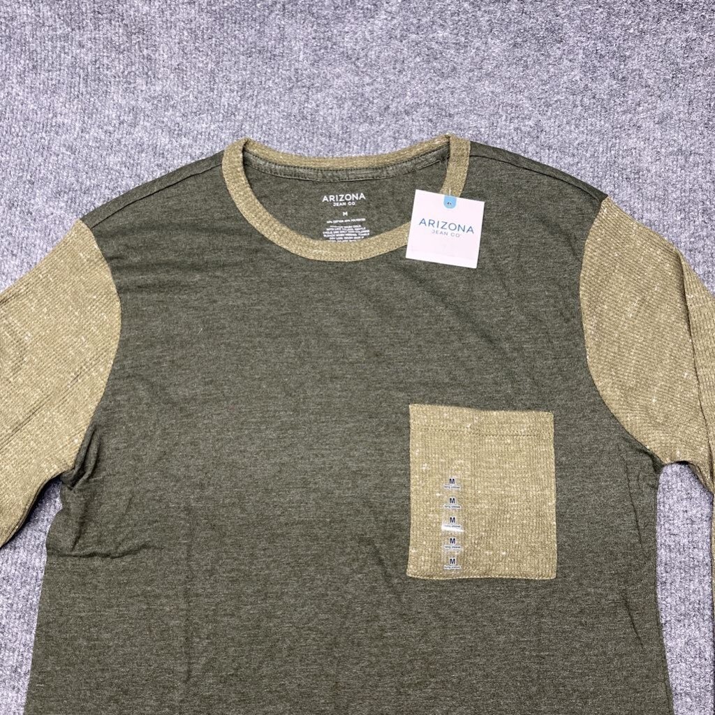 Arizona T-Shirt Mens M Green Long Sleeve Pocket Crew Neck Polycotton New gallery