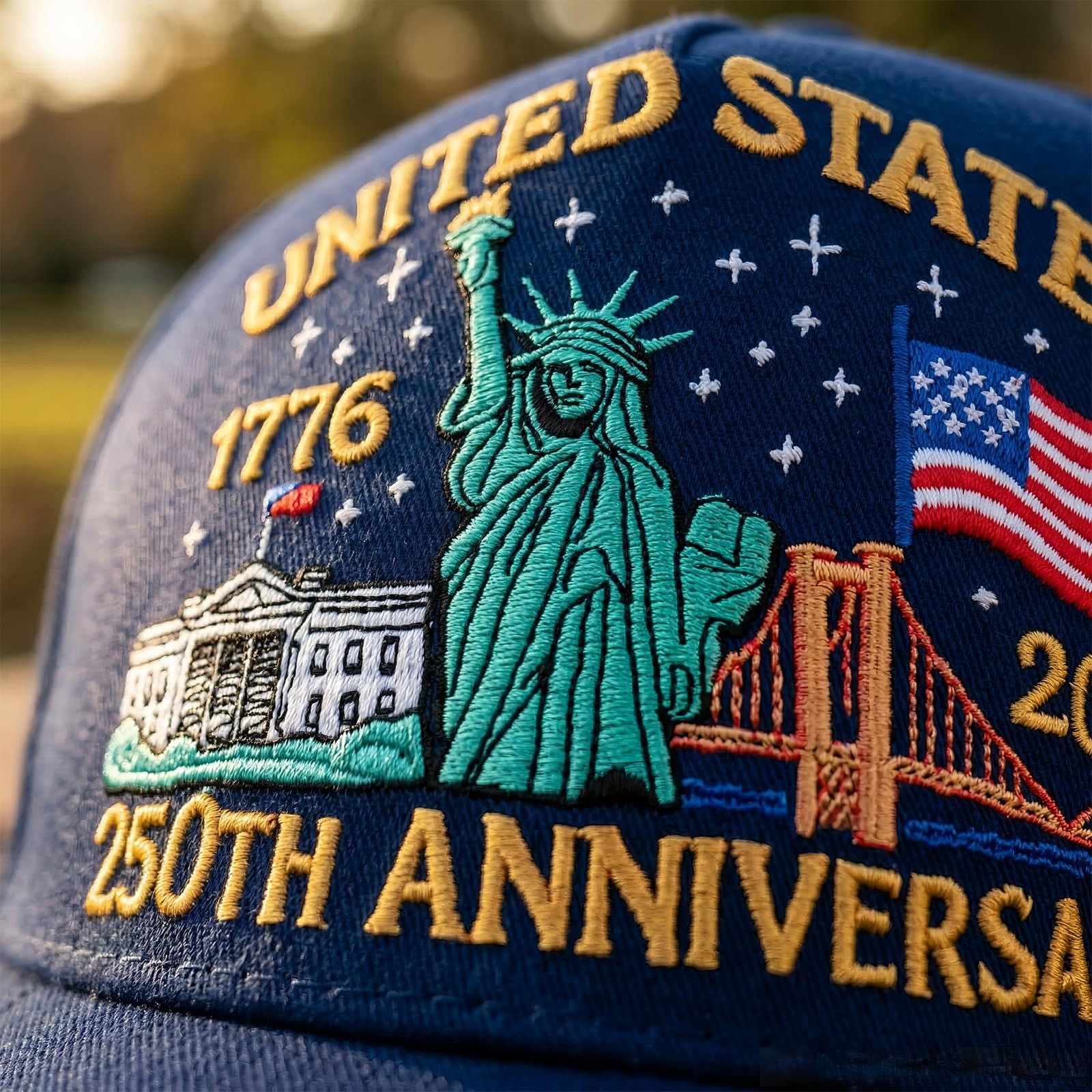 250th Anniversary USA Hat, Adjustable Embroidered Patriotic Washed Baseball C... gallery