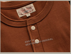 Red Tornado Men Summer Vintage Henley T-Shirt Heavyweight Cotton Retro Selvedge