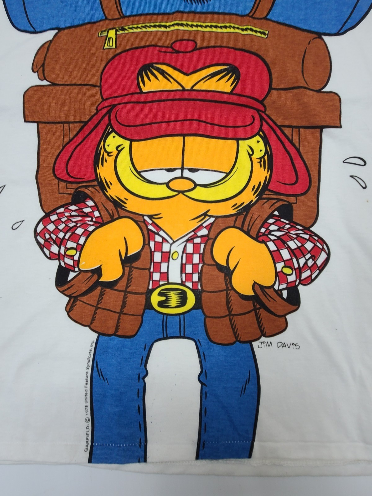 Vintage 1991 Garfield Odie Camping Shirt OSFA Single Stitch Jumbo Print Tee gallery