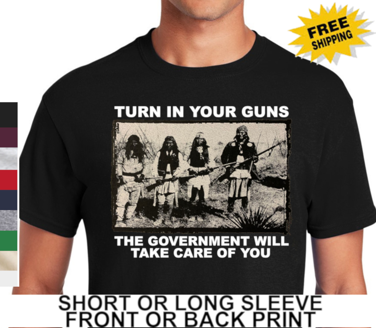 2nd Second Amendment Turn In Your Guns American Indians Gun Rights Mens T Shirt gallery