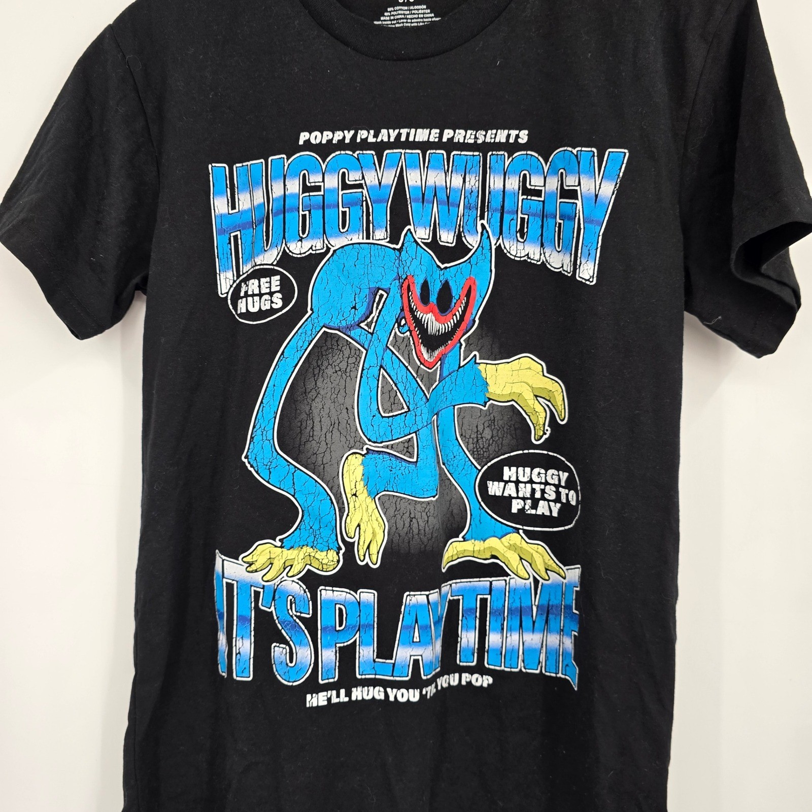 Poppy Playtime Huggy Wuggy Its Playtime Graphic Tee Black Mens Small Mad Engine gallery