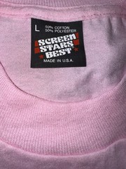 Vintage NOS Blank Large Pink Screen Stars Best, Single Stitch Made in USA.