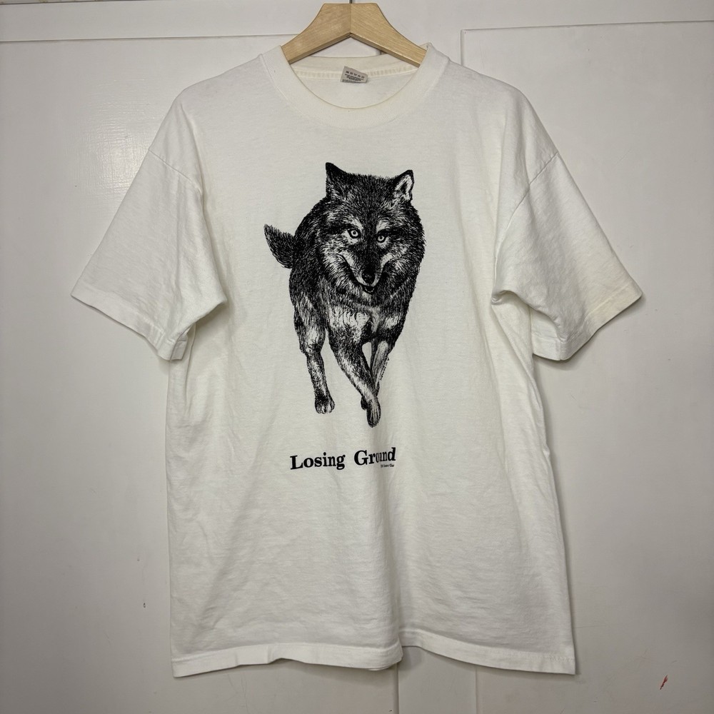Vintage 90s Wolf Losing Ground Human I Tees Graphic T Shirt