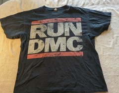 Run DMC Anvil T-Shirt Black Distressed Short Sleeve Graphic Crew Neck Mens Large