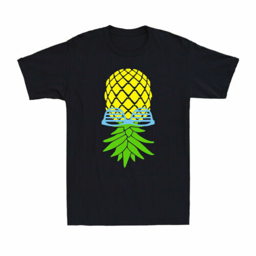 Upside Down Pineapple Shirt Swinger Pineapple Funny Graphic Men’s T-Shirt Black